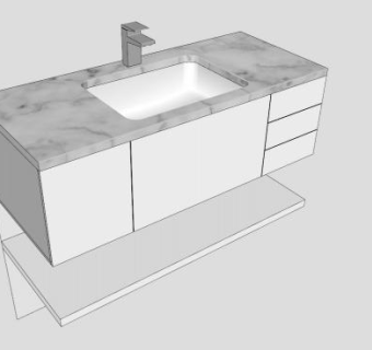 浴室漂浮下沉台盆SU模型下载_sketchup草图大师SKP模型