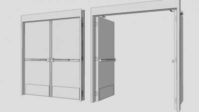 两扇双扇门SU模型下载_sketchup草图大师SKP模型