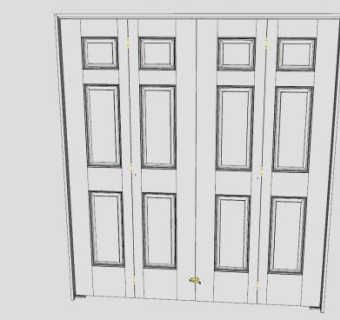 双折门木门SU模型下载_sketchup草图大师SKP模型