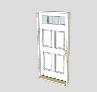 白色入口门SU模型下载_sketchup草图大师SKP模型