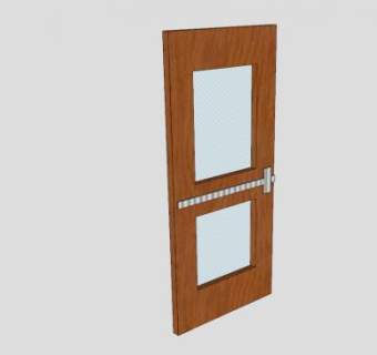 玻璃镶木门SU模型下载_sketchup草图大师SKP模型