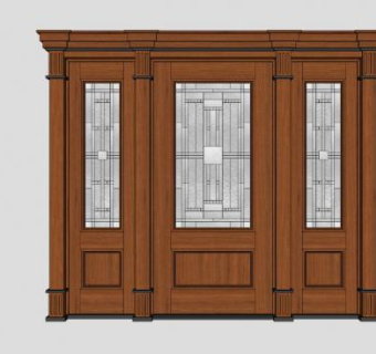 木雕工艺门SU模型下载_sketchup草图大师SKP模型