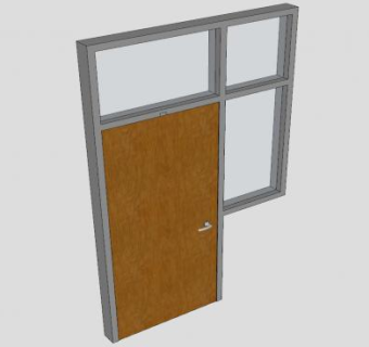 铝框带窗木门SU模型下载_sketchup草图大师SKP模型