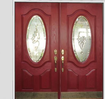 带椭圆形玻璃的红色双门SU模型下载_sketchup草图大师SKP模型