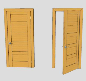 面板杉木门SU模型下载_sketchup草图大师SKP模型