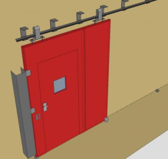 滑动防火门SU模型下载_sketchup草图大师SKP模型