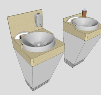 独立水槽台盆SU模型下载_sketchup草图大师SKP模型