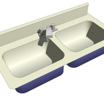 厨房水槽双挡板SU模型下载_sketchup草图大师SKP模型