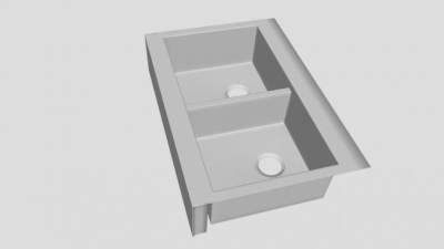 不锈钢双水槽SU模型下载_sketchup草图大师SKP模型