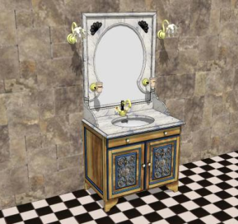 松软浴柜架SU模型下载_sketchup草图大师SKP模型