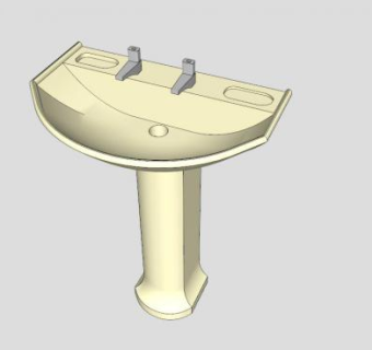 基座黄色洗脸盆SU模型下载_sketchup草图大师SKP模型