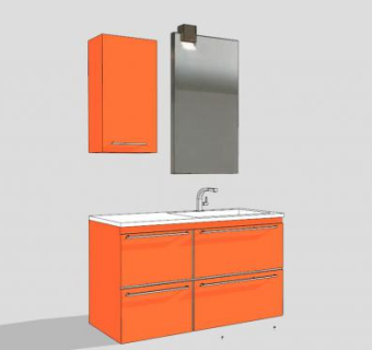 南瓜色柜架SU模型下载_sketchup草图大师SKP模型