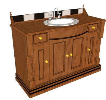 老式梳妆台浴室柜SU模型下载_sketchup草图大师SKP模型