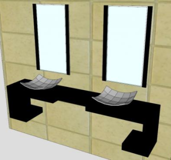 浴室简洁脸盆SU模型下载_sketchup草图大师SKP模型