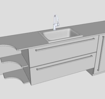 现代白色浴室柜SU模型下载_sketchup草图大师SKP模型