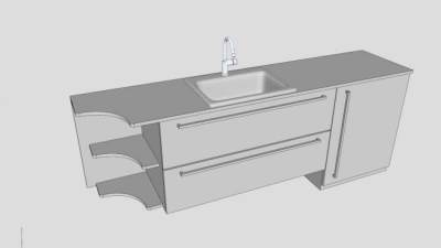 现代白色浴室柜SU模型下载_sketchup草图大师SKP模型