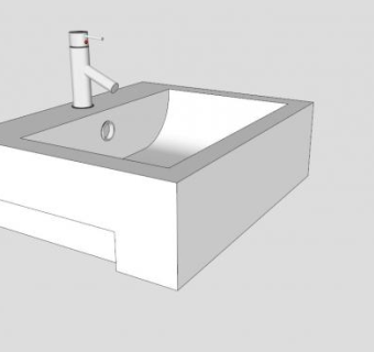 现代白色艺术盆SU模型下载_sketchup草图大师SKP模型