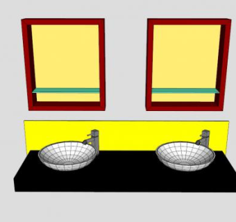 双镜洗脸盆SU模型下载_sketchup草图大师SKP模型