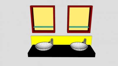 双镜洗脸盆SU模型下载_sketchup草图大师SKP模型