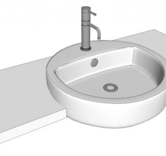 现代白色圆脸盆SU模型下载_sketchup草图大师SKP模型