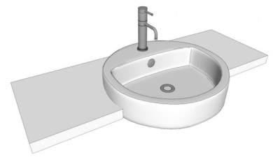 现代白色圆脸盆SU模型下载_sketchup草图大师SKP模型