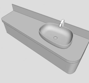 卫生间白色台盆SU模型下载_sketchup草图大师SKP模型