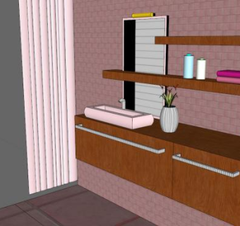 浴室洗脸盆货架SU模型下载_sketchup草图大师SKP模型