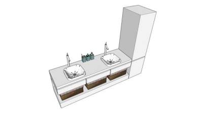 梳妆洗脸盆SU模型下载_sketchup草图大师SKP模型