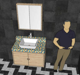 厕所洗手台柜架SU模型下载_sketchup草图大师SKP模型