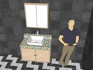 厕所洗手台柜架SU模型下载_sketchup草图大师SKP模型