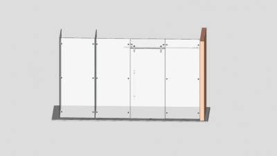 滑动门玻璃幕墙SU模型下载_sketchup草图大师SKP模型