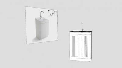 配有水龙头和洗涤槽的洗衣柜SU模型下载_sketchup草图大师SKP模型