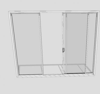 三扇镶板推拉门SU模型下载_sketchup草图大师SKP模型