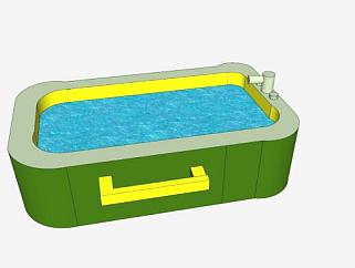 绿色家庭浴缸SU模型下载_sketchup草图大师SKP模型