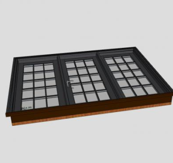 3面板滑动门SU模型下载_sketchup草图大师SKP模型
