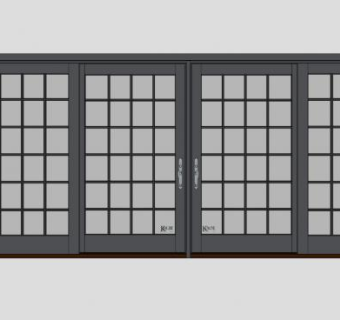 滑动露台门4面板SU模型下载_sketchup草图大师SKP模型