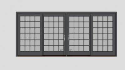 滑动露台门4面板SU模型下载_sketchup草图大师SKP模型