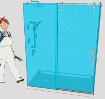 无框架玻璃淋浴门SU模型下载_sketchup草图大师SKP模型