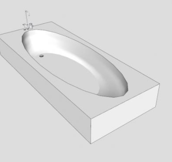 卫浴白色浴缸SU模型下载_sketchup草图大师SKP模型