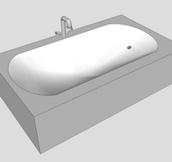 盆型白色浴缸SU模型下载_sketchup草图大师SKP模型