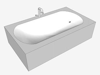 盆型白色浴缸SU模型下载_sketchup草图大师SKP模型