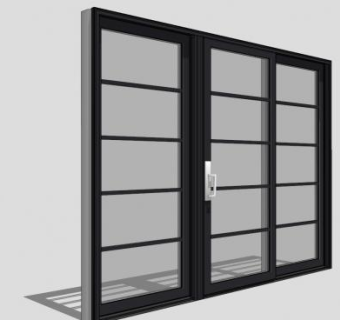 现代滑动庭院门3面板SU模型下载_sketchup草图大师SKP模型