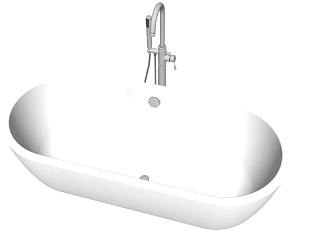 独立式浴缸淋浴器SU模型下载_sketchup草图大师SKP模型