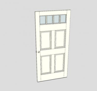 4面板4单窗格入口门SU模型下载_sketchup草图大师SKP模型