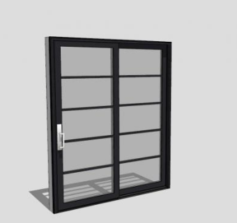 现代推拉门2面板SU模型下载_sketchup草图大师SKP模型