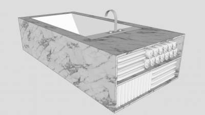 极简主义艺术浴缸SU模型下载_sketchup草图大师SKP模型