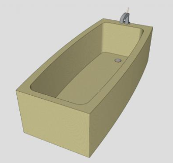 浴室黄色陶瓷浴缸SU模型下载_sketchup草图大师SKP模型