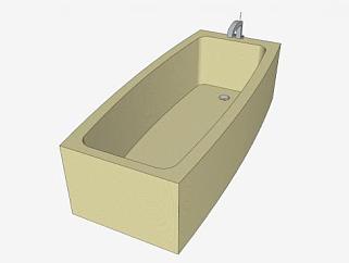 浴室黄色陶瓷浴缸SU模型下载_sketchup草图大师SKP模型