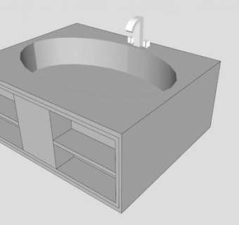 卫浴柜架台盆SU模型下载_sketchup草图大师SKP模型