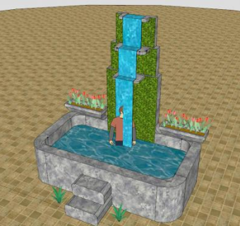大理石景观浴缸SU模型下载_sketchup草图大师SKP模型
